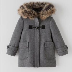 Zara girls wool hooded coat
